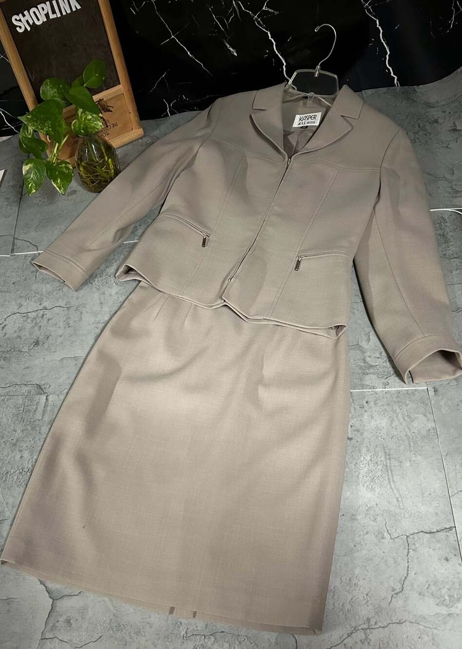 Kasper Beige Two-Piece Suit Set